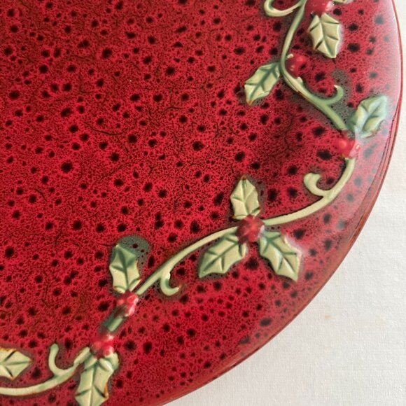 Red Christmas Holly Berry Platter - Picture 4 of 5